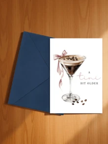 2pcs/Set Oversized Humorous Birthday Card And Envelope Set, Decorated With Watercolor Cocktail Pattern, Gift Card - A - View 23