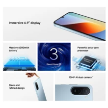 Redmi A7 Pro NFC 全球版智能手机，6.9 英寸大屏，6000mAh 大容量电池，支持 15W 快充，搭载小米 HyperOS 系统，配备 1300 万像素 AI 双摄像头。 - 藍色 - 查看 2