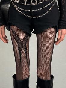 Vớ nữ họa tiết bướm, cá tính, phong cách Y2K Harajuku, lưới, thiên niên kỷ, độc đáo, punk, tương lai, kỳ lạ, retro. - màu đen - Xem 6