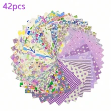 42pcs 5"X5" Purple 100% Polyester Fabric Squares, DIY Patchwork Charm Pack, Pre-Cut Quilting Sewing DIY Fabric - D - View 12