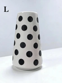 1pc New Black Polka Dot Ceramic Vase, New Chinese Style Decor, Living Room Flower Vase, Foyer Decoration, Retro Peony Vase, Oriental Black And White Porcelain Aesthetics Home Decor Glass Vase - Dots - View 12