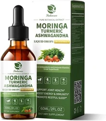 LUKAREE 12-In-1 Organic Moringa Drops With Ashwagandha Turmeric Quercetin, Lipsomal 98% Absorption & 30:1 Extract For Energy Immune Joint Digestive Metabolism, Vegan Non-GMO, More Potency Than Moringa Powder - 2 液體盎司(1 瓶裝) - 查看 1