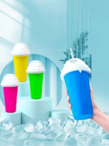 1 cốc đá bào nước ép mùa hè có nắp và ống hút, cốc bóp silicon hai lớp. - Nhiều màu - Xem 3