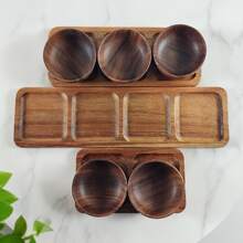 Hộp đựng trái cây khô bằng gỗ hồng mộc (5 chiếc/4 chiếc/3 chiếc/1 chiếc), đĩa ăn nhẹ trà chiều bằng gỗ, khay đựng hạt xếp chồng được, đĩa trái cây kiểu Trung Quốc, khay phục vụ. - màu nâu - Xem 10