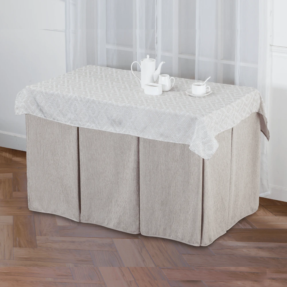 Vivid Torral - Paño Camilla Rectangular Chenilla 8 Fuelles + Tapete Vivid Torral 4 Colores Beige Rosa Gris Marrón - Beis - Ver 1
