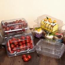 50个/100个装便携式透明塑料食品容器，带盖，尺寸为7.2英寸×4.7英寸×3英寸，适用于厨房，可盛放甜点、蛋糕片、桃子糕点、汉堡、沙拉、糕点、意大利面、三明治、热狗、薯条、瑞士卷和其他外卖食品。 - 透明色 - 查看 9