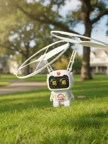 Mini Flying Robot With Hand Sensor - Rechargeable Tech Toy With LED Lights - White - View 3