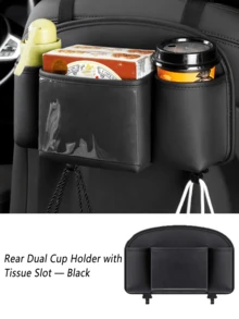 Car Seat-Back Organizer & Storage Bag - Rear-Seat Tissue Box And Multi-Functional Cup Holder - A - View 9