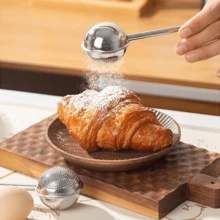 1pc Stainless Steel Duster With Handle, Tea Leaf Filter, Powdered Sugar Shaker, Dust Remover, Spherical Tea Leaf Diffuser, Portable Tea Infuser, Baking Powder Dispenser For Evenly Distributing Sugar, Flour, Spices, Salt On Food Surface, Tea Tool, Powdered Sugar Tool, Sifter - View 4