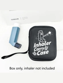 Étui de protection à la mode "Respirez facilement", étui de protection pour inhalateur d'asthme pour le voyage | Matériau en maille de nylon noir | Matériau EVA résistant aux chocs | Fermeture à double glissière et bande élastique | Accessoire de voyage | Anti-rayures | Convient pour un usage quotidien et les voyages (inhalateur non inclus, seul l'étui de protection) - Multicolore - Voir 3
