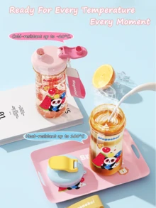 1pc 330ml Cute Cartoon Panda Drinking Cup, Portable & Compact, Double Sealed Leak-Proof, Durable Anti-Drop, Easy To Clean, Suitable For Adults And Children - Multicolor - View 4