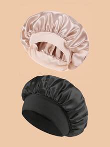 1/2 chiếc Mũ rộng vành bằng satin mềm mại, co giãn dành cho nữ, thích hợp để đội hàng ngày và chăm sóc tóc tại nhà. - Một kích cỡ phù hợp cho tất cả - Xem 9