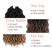 18 Inch Goddess Faux Locs Crochet Hair 1/4 Packs Soft Locs Wavy Crochet Braids Dreadlocks 3Tone Curly Wavy Twist Braiding Hair Extensions African Roots Braid,24strands/Pack - Multicolor - View 6