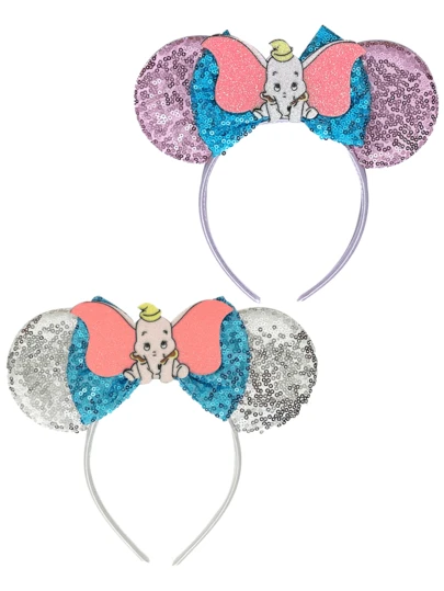 Festive Sparkling Sequin Dumbo Ears Headbands, Cute Cartoon Mouse Ears Sequin Bow Ear Decor Hairband, Party Essential Hairband For Theme Park Trips, Costume Play, Student Party, Masquerade, Cosplay And Celebrations, Perfect All-Occasion Gift Accessory For Birthdays, Christmas, Holidays And Daily Fashion, Unisex Comfortable Fit Suitable For Men