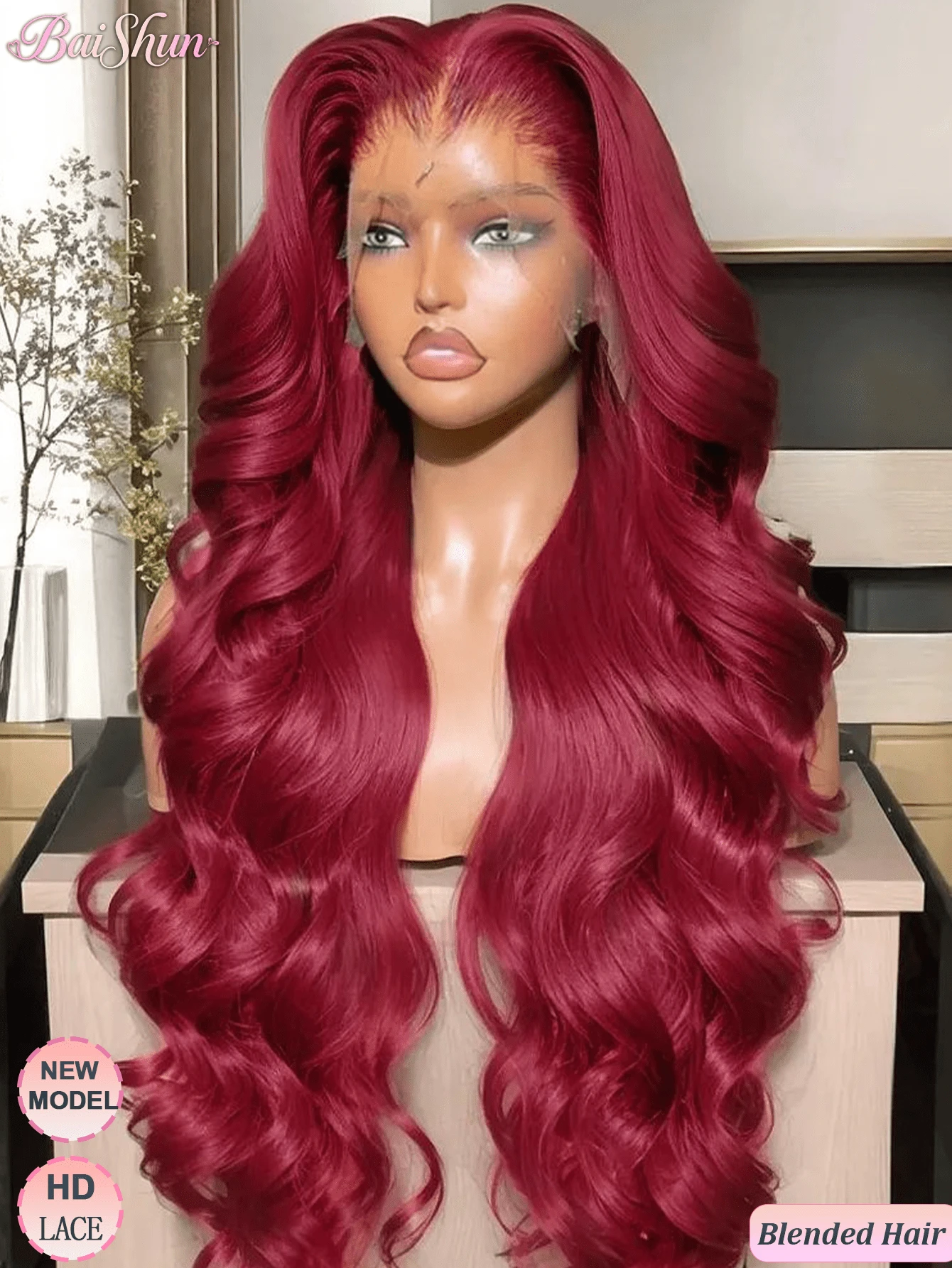 200密度高清巴西原生丝底13*4高清28英寸直发巴西混发蕾丝前假发，预先拔毛蕾丝前假发，#99J波尔多红