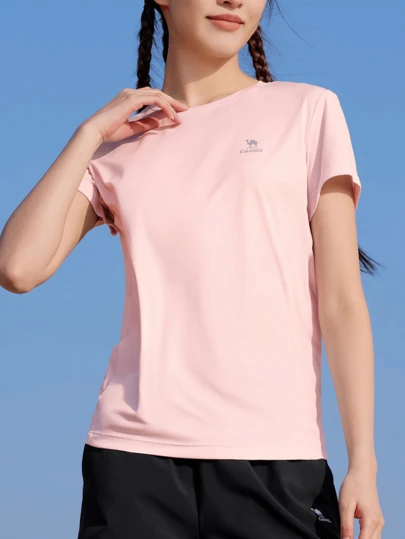 CAMEL CROWN Áo thun thể thao ngoài trời dành cho nữ, tay ngắn, thoải mái, thoáng khí, nhanh khô, phù hợp cho mùa xuân và mùa hè quanh năm.
