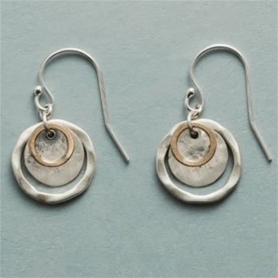 1 Đôi bông tai khoét rỗng hình học nhiều lớp phong cách Bohemian cổ điển, trang sức thời trang dự tiệc, quà tặng cho phụ nữ