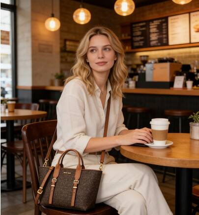 Michael Kors MK Moore Crossbody Tote Bag for Women Top-Handle Handbag with Adjustable Strap