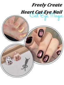 3pcs Professional Cat Eye Nail Magnet Kit - Double-Ended Magnetic Nail Pen With Auxiliary Tools For Glass Bead/Black Hole/Rabbit Ear Cat Eye Gel Polish Manicure - Multicolor - View 5