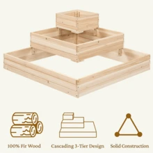 Butterslay 3-Tier Raised Garden Bed Vertical Multi-Level Wooden Elevated Planter Open-Bottom Elevated Garden Planter Raised Flower Bed For Balcony Patio Backyard Greenhouse, Wood - 花盆架 - 查看 3