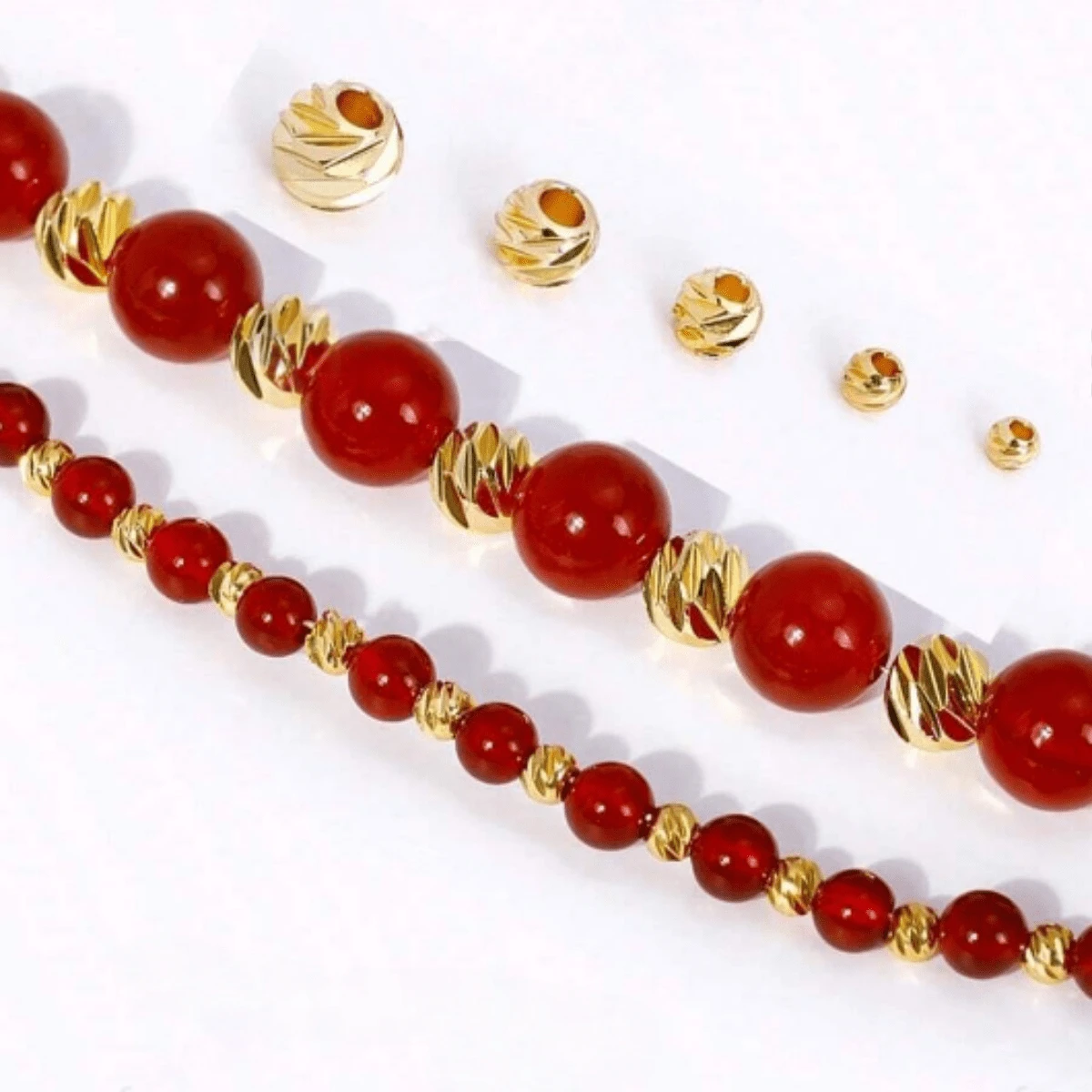 30/50颗18K镀金铜隔珠，图案珠，手链配件，DIY项链首饰制作材料 - Spacer Beads - 查看 1