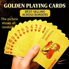 Luxury Gold Foil Glitter Playing Cards - High-End Tabletop Game/Birthday Party Props/Valentine's Day Gift, Waterproof And Durable PVC Material, Creative Surprise Gift For Boyfriend/Bestie/Clients | Non-Gambling Item, Playing Cards With Style! The Most Shimmering Gold Foil Poker Cards - Photo Shoot Prop/Icebreaker For Gatherings/Proposal Surprise, Make Every Round A Highlight Moment! - Multicolor - View 3