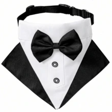A Dog Tuxedo Set, Including Bow Tie And Bandana, New Pet Clothing, Wedding Dress Coat Shirt Birthday Party - Black - View 3