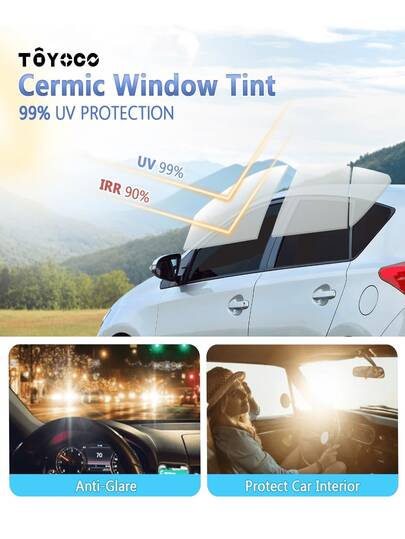 Película de ventana automotriz de fibra de carbono premium - Transmisión de luz visible [5%/25%/50%] - Protección UV, aislamiento térmico, resistencia a los arañazos, privacidad y protección solar - Rollo de película de ventana automotriz DIY, apto para hogares y vehículos (negro)