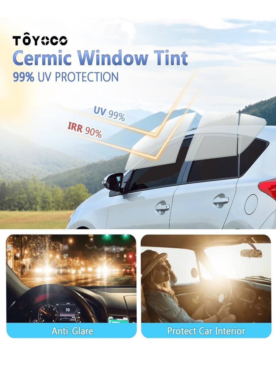 Màng phim dán kính ô tô sợi carbon cao cấp – Độ truyền ánh sáng nhìn thấy [5%/25%/50%] – Chống tia UV, cách nhiệt, chống trầy xước, bảo vệ sự riêng tư và chống nắng – Cuộn phim dán kính ô tô tự lắp đặt, phù hợp cho nhà ở và xe hơi (Màu đen)