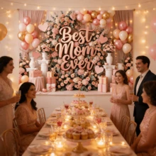 1pc 2D Flat Print Best Mom Ever Backdrop, 3D Effect Rose Gold Letter Floral Wall Background, Mom Birthday Backdrop, Mother's Day Party Photo Studio Props, For Outdoor Garden Decoration, Indoor Room Decoration, Durable Home Decor, Festival Decor, Perfect Gift For Mom - Màu 1 - Xem 7