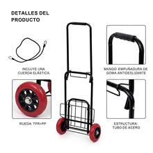 Carretilla Plegable de Mano Portátil con Cuerda, Carro de Mano Compacto, Portátil con Ruedas de Goma Soporta hasta 25kg/35kg para un Fácil Transporte en Viajes, Oficina y Hogar - Ver 3