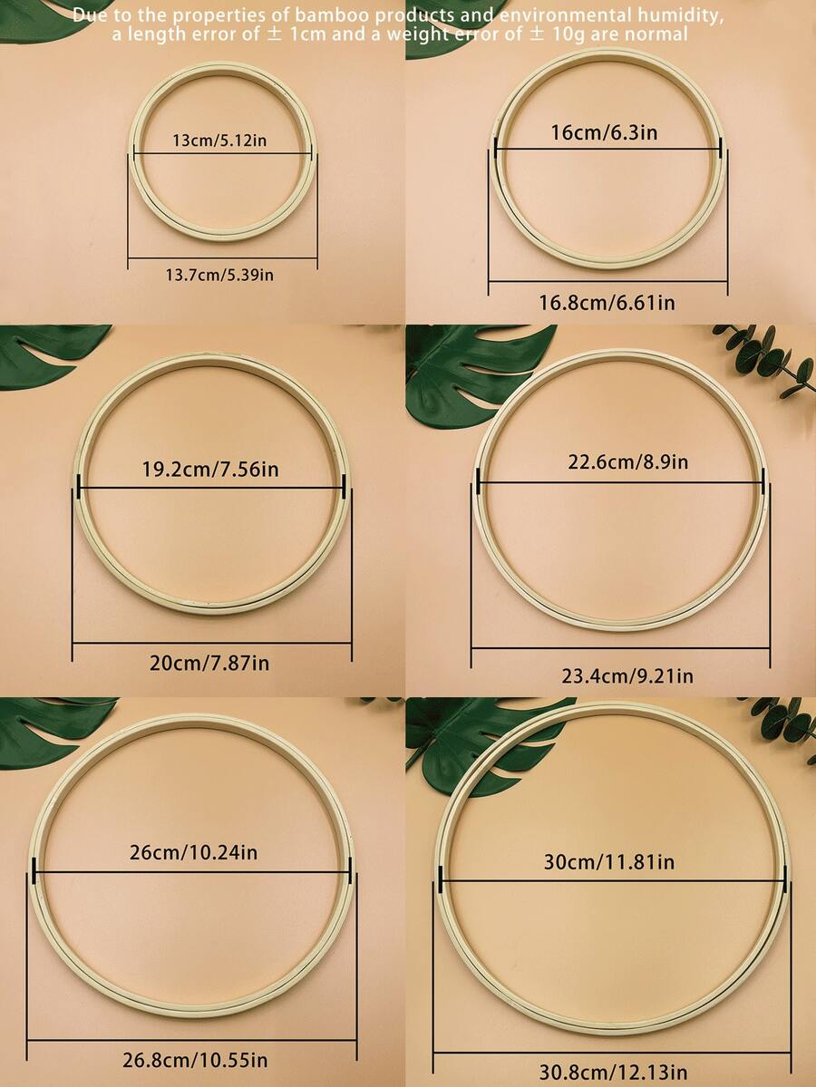 Bamboo Embroidery Hoop, Double Ring Design Keeps Fabric Taut, Smooth And Non-Damaging, Suitable For Cross-Stitch, Sewing, DIY Crafts, Dream Catchers, Outdoor Wreath Decorations And Other Arts And Crafts - Bamboo Double Circle - View 1