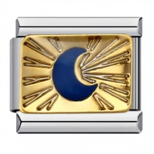 1件蓝色主题不锈钢模块化手链组件，包含星星、月亮、心形和邪眼元素，适合DIY手链/项链，可自由组合，是馈赠佳品。 - 模組 - 查看 10