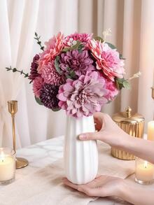 1set/2sets Mixed Pink & Purple Artificial Flower Bouquet, Realistic Touch Fake Flowers, Suitable For Mother's Day Gift, Home Decor, Bedroom, Wedding Centerpiece, Birthday Party, Living Room Decoration, Bridal Bouquet DIY, Birthday Cake Decor - Purple - View 2