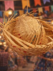 Kit Of Frayed Straw Hats For June Festival, Caravá Tremendão Malandrinho, São João Decoration, Countryside Costume, Arraial Event, Party - 10 件裝 - 碎紙機 - 查看 4