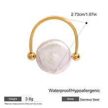 1pc Minimalist Fashion Freshwater Pearl U-Shaped Stainless Steel Hoop Earrings, Suitable For Daily Commute - Ring - View 9