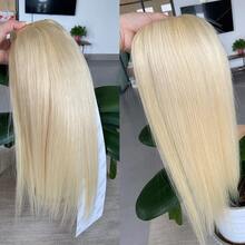 #613 Tóc nối kẹp bằng tóc thật 8 miếng màu vàng bạch kim Remy, tóc nối kẹp thẳng cao cấp dày dặn - S613 - Xem 8