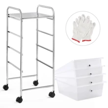 Butterslay Rolling Storage Cart Plastic Bin Organizer Unit With 4 Drawers, Metal Frame, Removable PP Drawers, For Office, Study, Makeup, Art Supplies, Black/White - 白色 - 查看 8