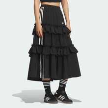 adidas originals 條紋時尚簡約運動半身休閒長裙 女款 - 黑色 - 查看 4