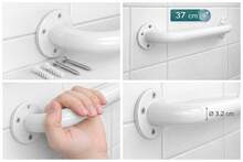 Esta barra de apoyo de está fabricada en acero inoxidable y presenta un diseño sencillo y funcional. Su superficie lisa y acabado brillante la hacen ideal para baño, aseo, zona de ducha, pasillo y otros espacios del hogar. El material metálico es resistente, duradero y de fácil limpieza para el uso diario. Su estructura de montaje en pared ofrece una sujeción cómoda y práctica como apoyo cotidiano. Incluye tornillos y accesorios de instalación para una colocación más conveniente. - A - Ver 2