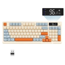 ATTACK SHARK * ZIYOULANG M96 Wireless Gaming Keyboard Creamy Membrane With Rainbow Backlight,Media Knob,LCD Screen,Dual Mode-Bluetooth/2.4Ghz,Ball Shape PBT Keycap 94 Key ANSI Layout,2000mAh - View 10