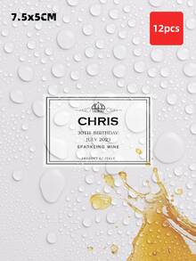Bộ 1-12 nhãn dán chai rượu vang tùy chỉnh - Nhãn dán Prosecco & Champagne cá nhân hóa, nhãn rượu chống thấm nước và dầu, nhãn dán chai rượu cho lễ cưới, có sẵn màu trắng, xanh dương, đỏ, hoàn hảo cho kỷ niệm, đám cưới, tiệc đính hôn, quà tặng phù dâu, quà tặng Champagne sinh nhật, các buổi họp mặt ngày lễ. - Nhiều màu - Xem 34