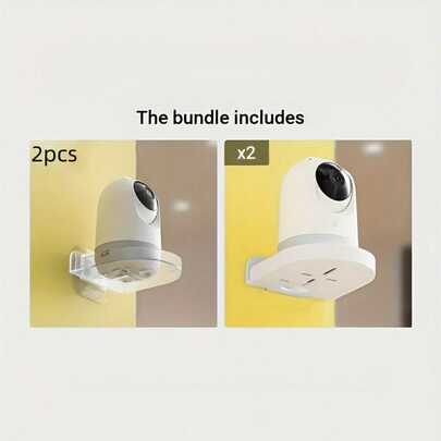 2pcs Acrylic Camera Wall Mount Brackets, Adhesive Fixation, Sturdy Monitoring Installation Base With Transparent Plastic Tray, Suitable For Indoor Use, No Drilling Required. Fashionable White Bracket. Camera Floating Wall Mount Bracket, Adjustable Angle, No Drilling, Made Of ABS Material, Transparent Design, Suitable For Living Room, Outdoor Space, Bedroom, Camera Accessories