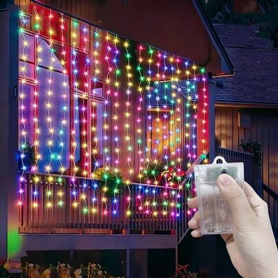 Đèn dây cổ tích chạy bằng pin 8 chế độ, đèn trang trí sân vườn ngoài trời, đèn rèm, đèn chiếu sáng cảnh quan, đèn dây hiên nhà, vòng hoa cổ tích, đèn ngày lễ, trang trí cắm trại, trang trí tiệc sinh nhật, đèn rèm cửa sổ phòng ngủ phòng khách lấp lánh, 4 lựa chọn màu sắc, vòng hoa cổ tích, trang trí phòng tạo không khí lãng mạn, đèn trang trí tiệc cưới, đèn trang trí ngày lễ, đèn cổ tích trang trí Giáng sinh Halloween, trang trí trong nhà và ngoài trời.