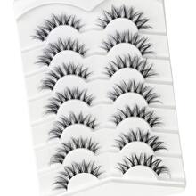 ‌Fluffy Western-Style Fox-Eyed Pure-Seductive False Lashes – (7 Pairs) Medium-Volume Japanese Aesthetic Gradient Layered Pattern, One-Piece Full Strip Design, Clear Band Hand-Tied Edge Detail, Natural Volume & Eye-Enhancing Effect, Premium False Eyelashes For Cosplay, Daily Wear, Or Social Media Makeup - View 3