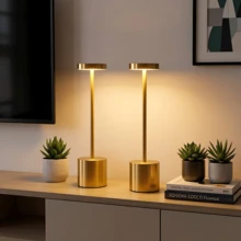 [2PCS] Modern Cordless LED Table Lamp Set - Touch Dimmable & 3 Color Modes, Rechargeable Wireless Night Light For Bedroom Bedside, Living Room Decor, Bar & Patio Ambient Lighting - Ideal Gift - 金色 - 查看 9