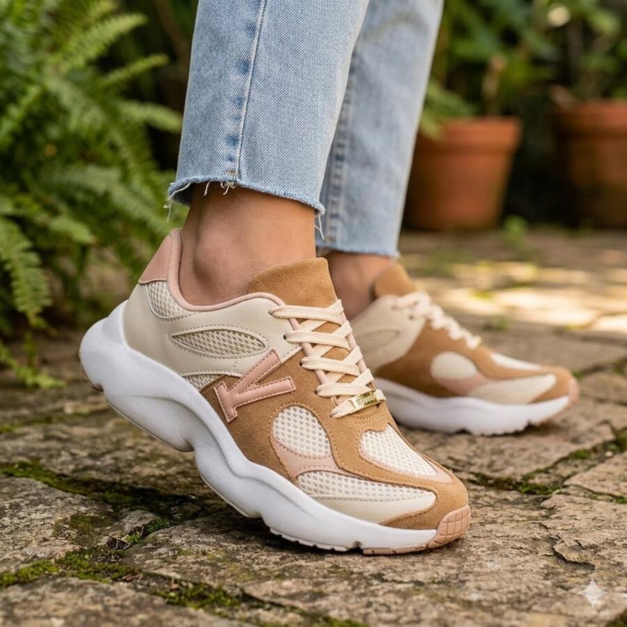 Vizzano Women's Streetwear Chunky Flatform Sneakers - Comfortable, Soft, Stylish, Casual, Original - 鏽棕色 - 查看 1