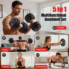 90/70/30/20lbs Adjustable Dumbbells Set With Connector, 3 In 1 Multifunctional Free Weight Convertible To Barbell Kettlebells Push Up Stand, Home Gym Strength Training Equipment For Men Women Full Body Fitness Exercise Workout - 90LB Fitness Barbell - View 12