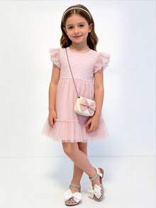 1双夏季儿童凉鞋，白色套脚凉鞋，网眼蝴蝶结水钻鞋，清新百搭的公主鞋，适合宴会、聚会、派对、婚礼、度假等场合。 - 白色 - 查看 7