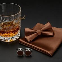 男士领结，纯色预系领结和口袋巾套装，适合派对、休闲、正式商务、舞会和婚礼等场合。 - A - 查看 23